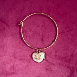 Gold Heart CC Charm Bracelet